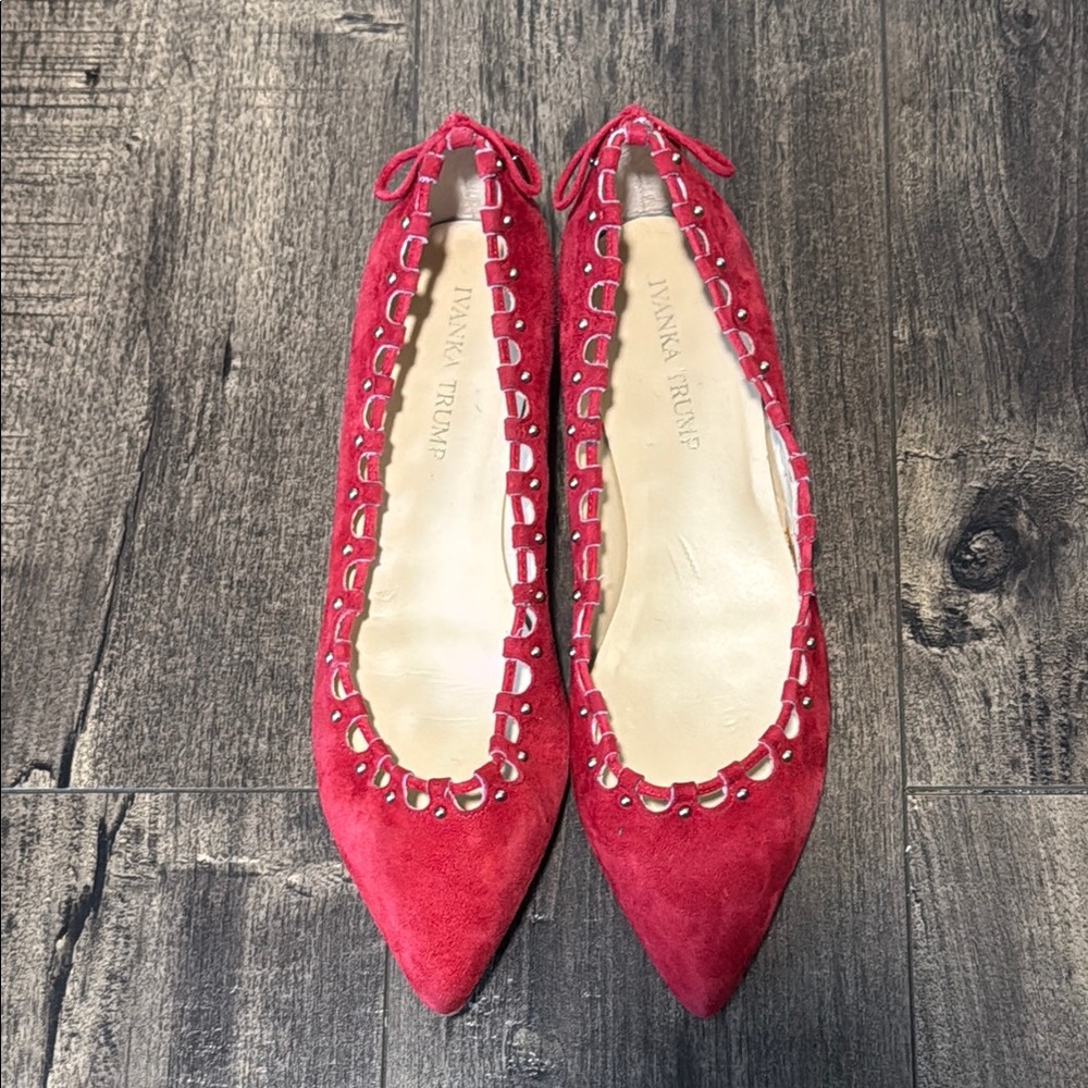 Ivanka Trump Red Studded Women's Flats Size 8.5